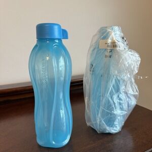 2 Piece Set Tupperware Eco Water Bottle - Teal Blue Azure